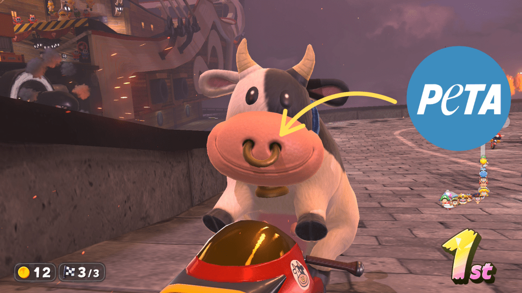PETA Exige que Nintendo Remova o Anel de Nariz da Vaca de Mario Kart&nbsp;World