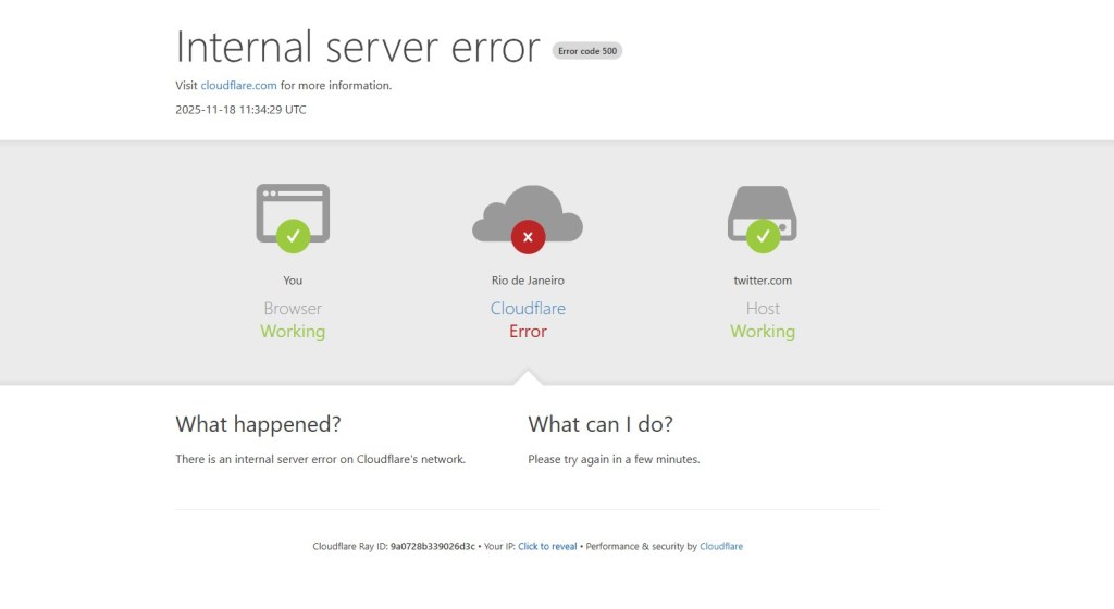 Instabilidade na Cloudflare derruba ChatGPT, X, Canva e diversos outros&nbsp;sites