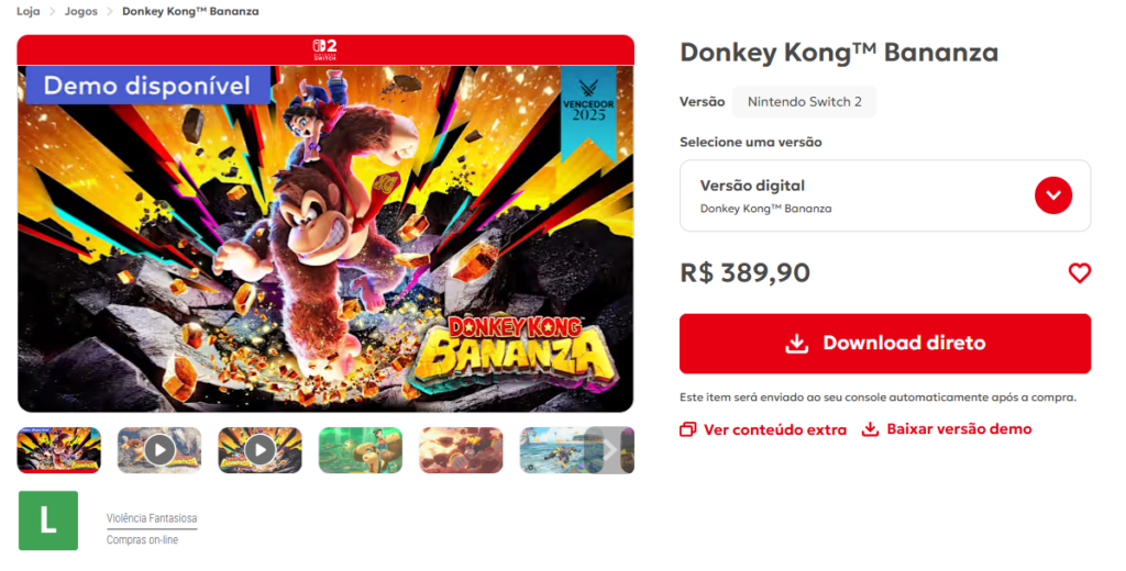donkey kong bananza eshop