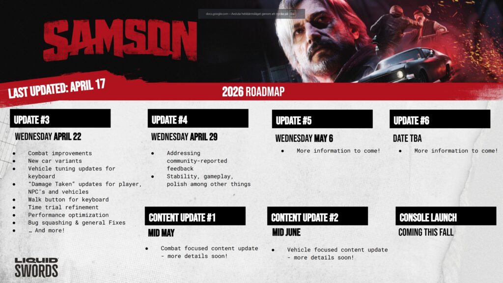 samson roadmap