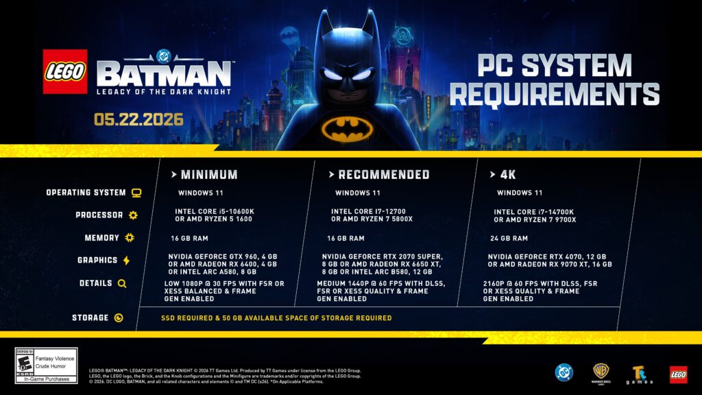 lego batman requisitos