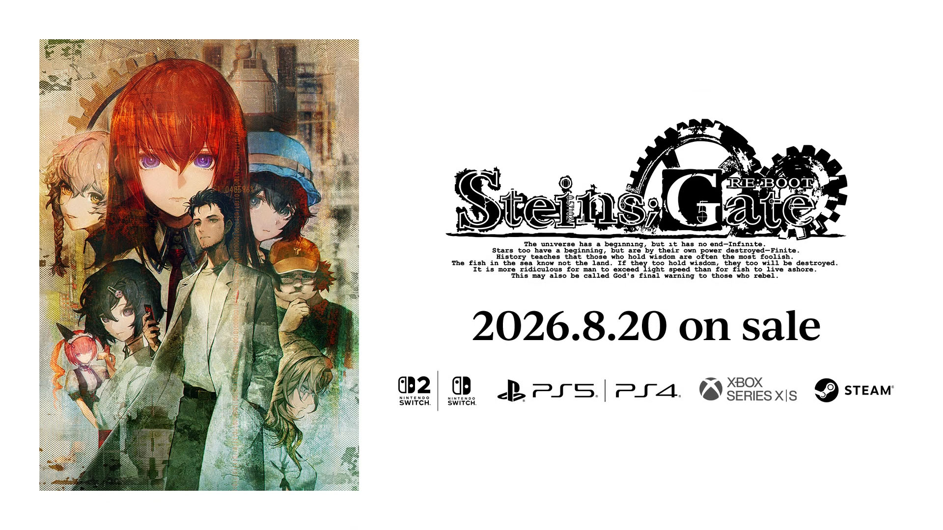 STEINS;GATE RE:BOOT será lançado em 20 de agosto para consoles e PC