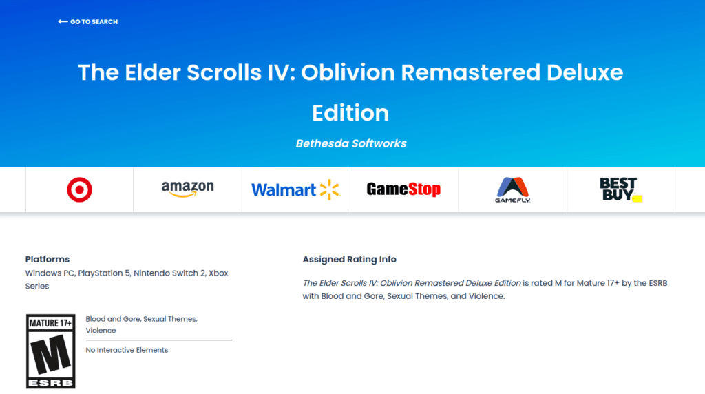oblivion esrb