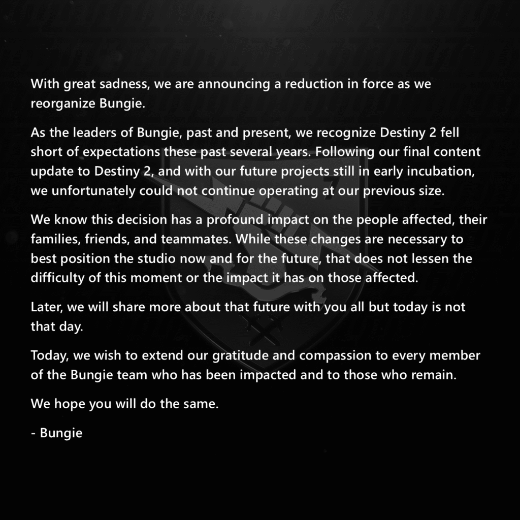 bungie demissões