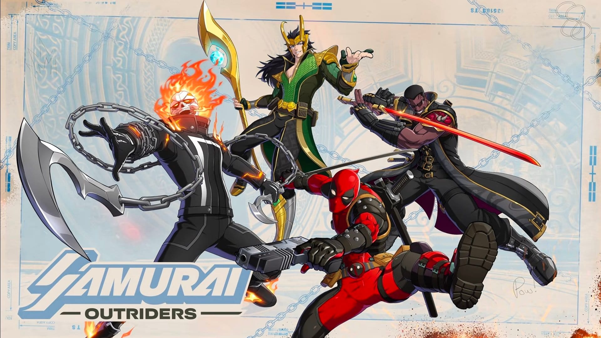 MARVEL Tōkon: Fighting Souls revela a equipe Samurai Outriders com Motoqueiro Fantasma, Loki, Deadpool e Blad