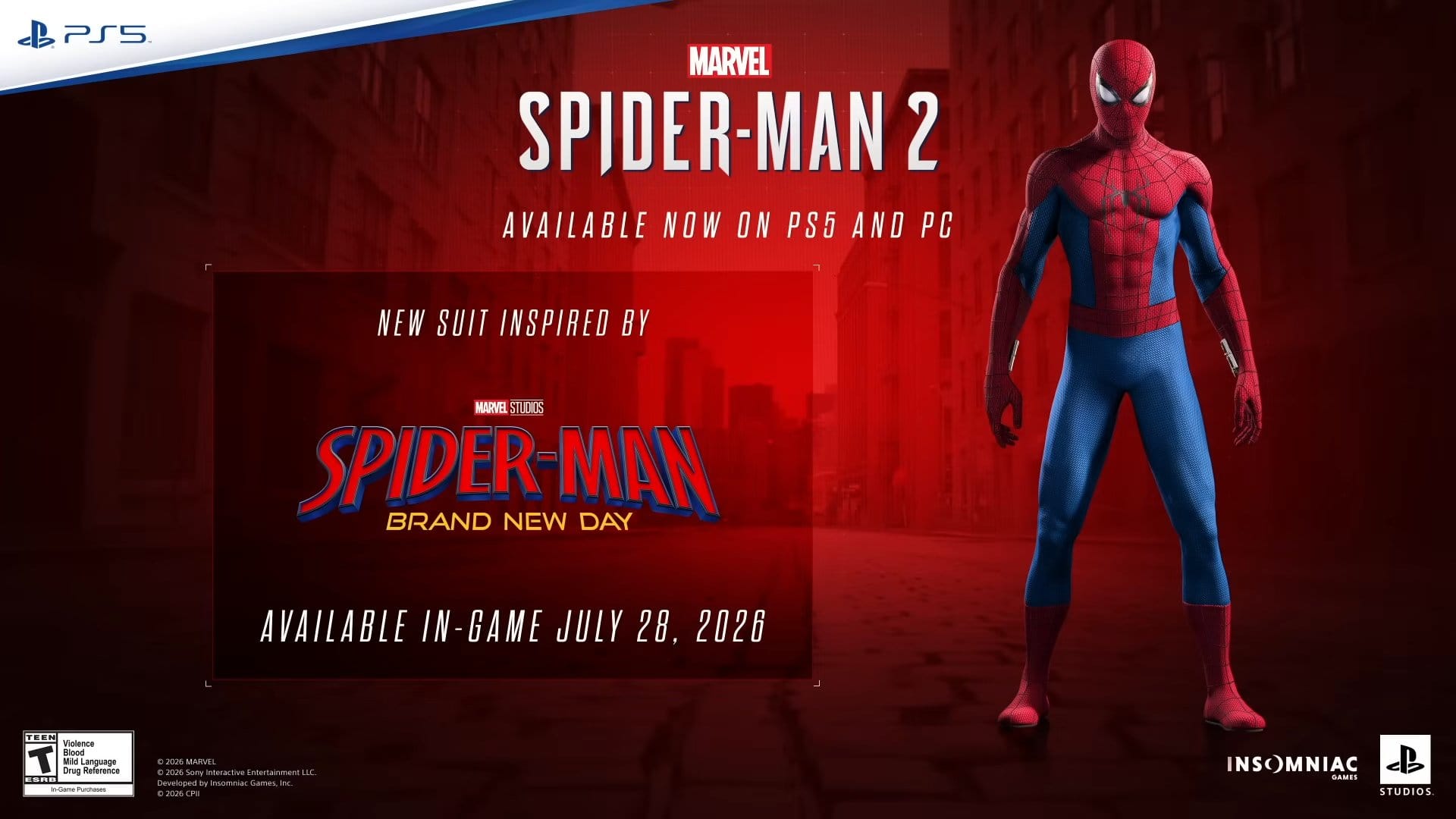 Marvel’s Spider-Man 2 receberá traje inspirado no Spider-Man: Brand New Day