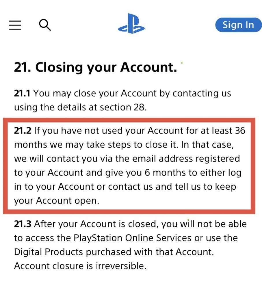 playstation termos de serviço