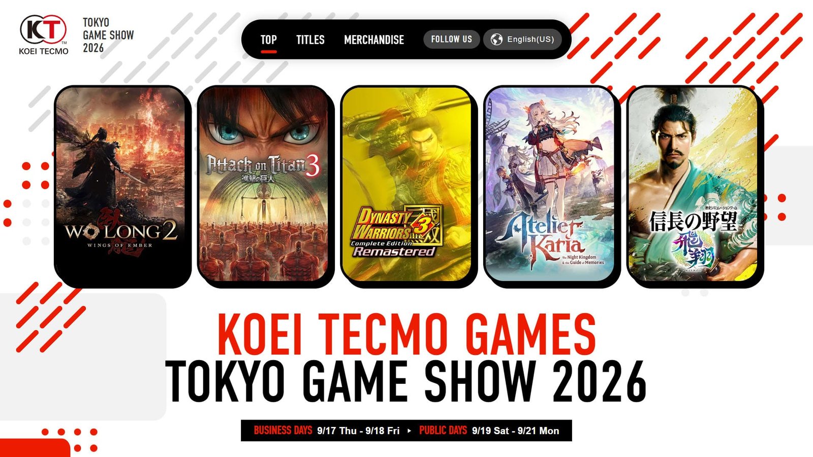 Koei Tecmo anuncia sua line-up de peso para a Tokyo Game Show 2026