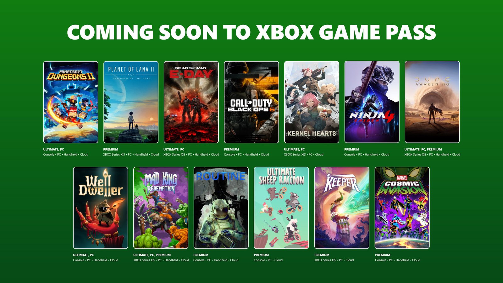 Game Pass receberá Dune: Awakening, Minecraft Dungeons II e Gears of War: E-Day entre setembro e outubro