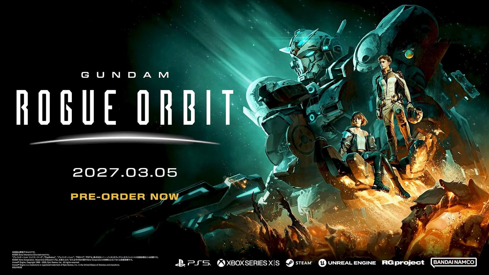 Gundam Rogue Orbit será lançado em 5 de março de 2027 para PS5, Xbox Series e PC