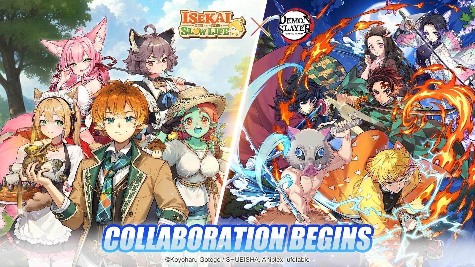 Isekai: Slow Life anuncia colaboração por tempo limitado com Demon Slayer