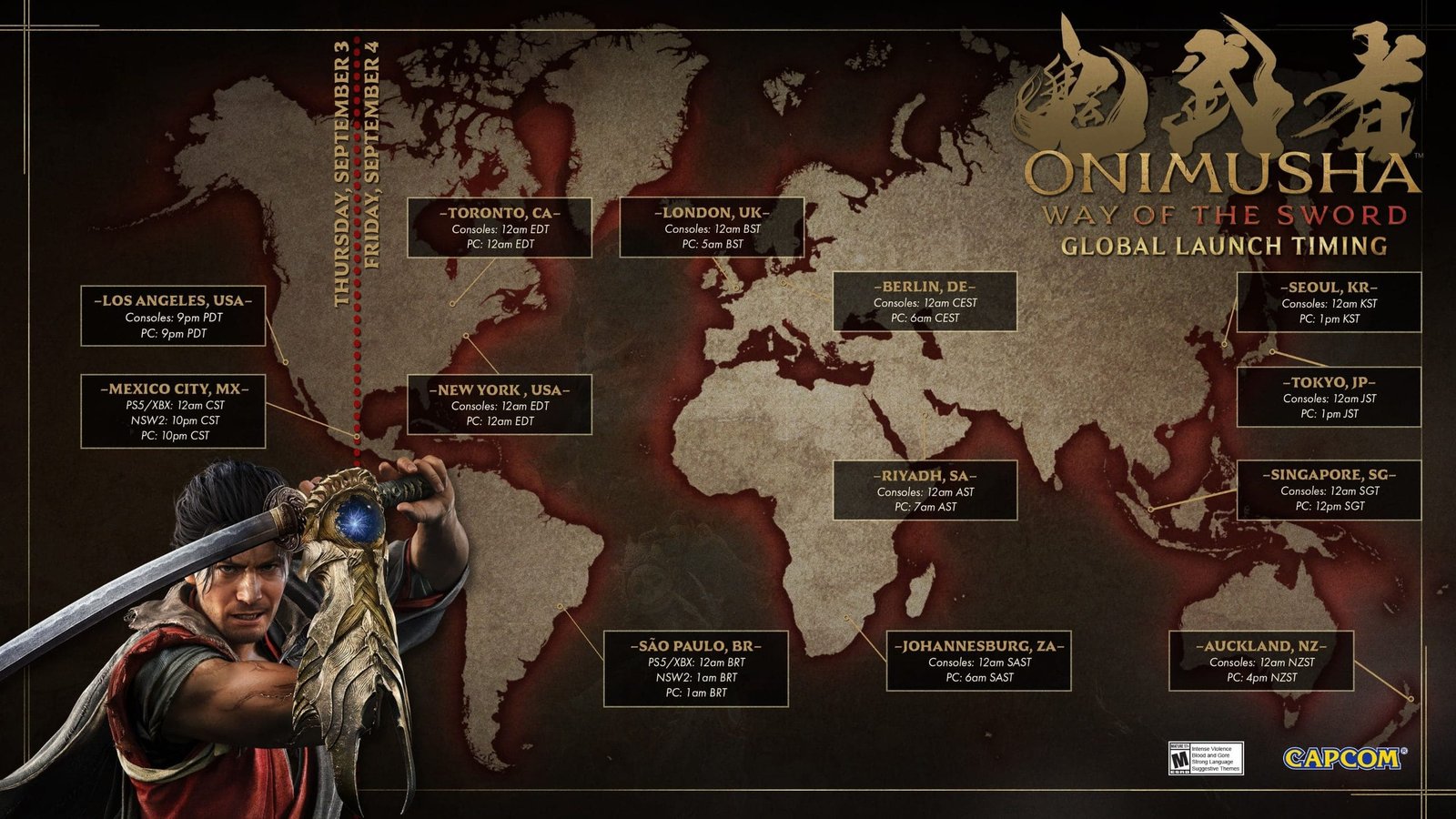 Capcom revela o horário de lançamento do Onimusha: Way of the Sword