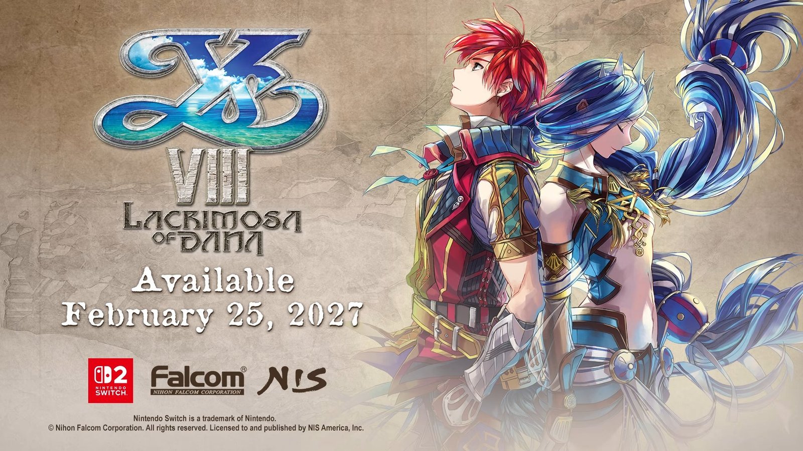 Ys VIII Lacrimosa of DANA chegará ao Nintendo Switch 2 em fevereiro de 2027