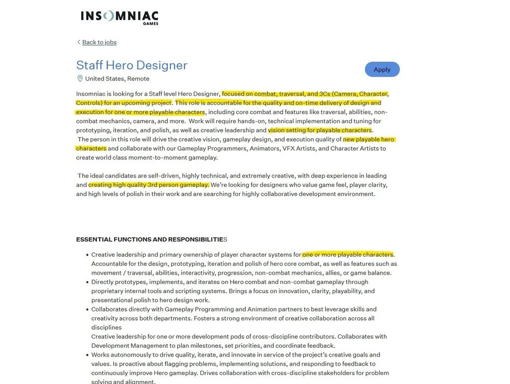 vaga emprego insomniac